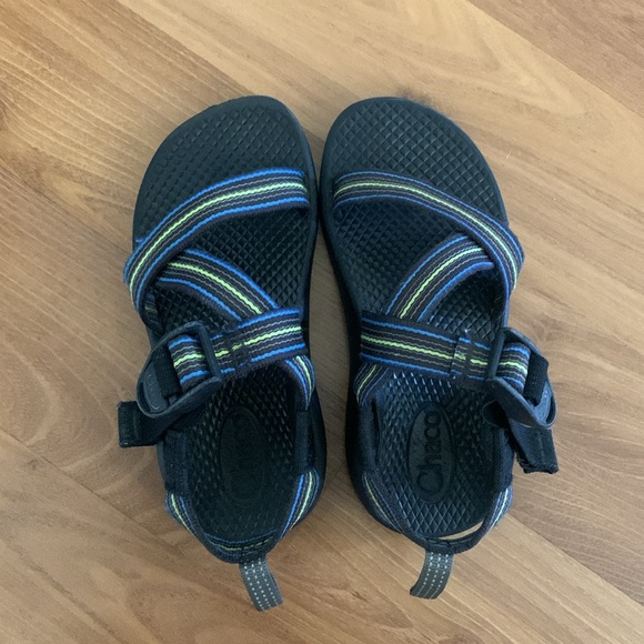Chaco Z1 EcoTread Spark Striped Blue & Green Hiking Outdoor Sandals Kids Size 11 - Picture 6 of 13